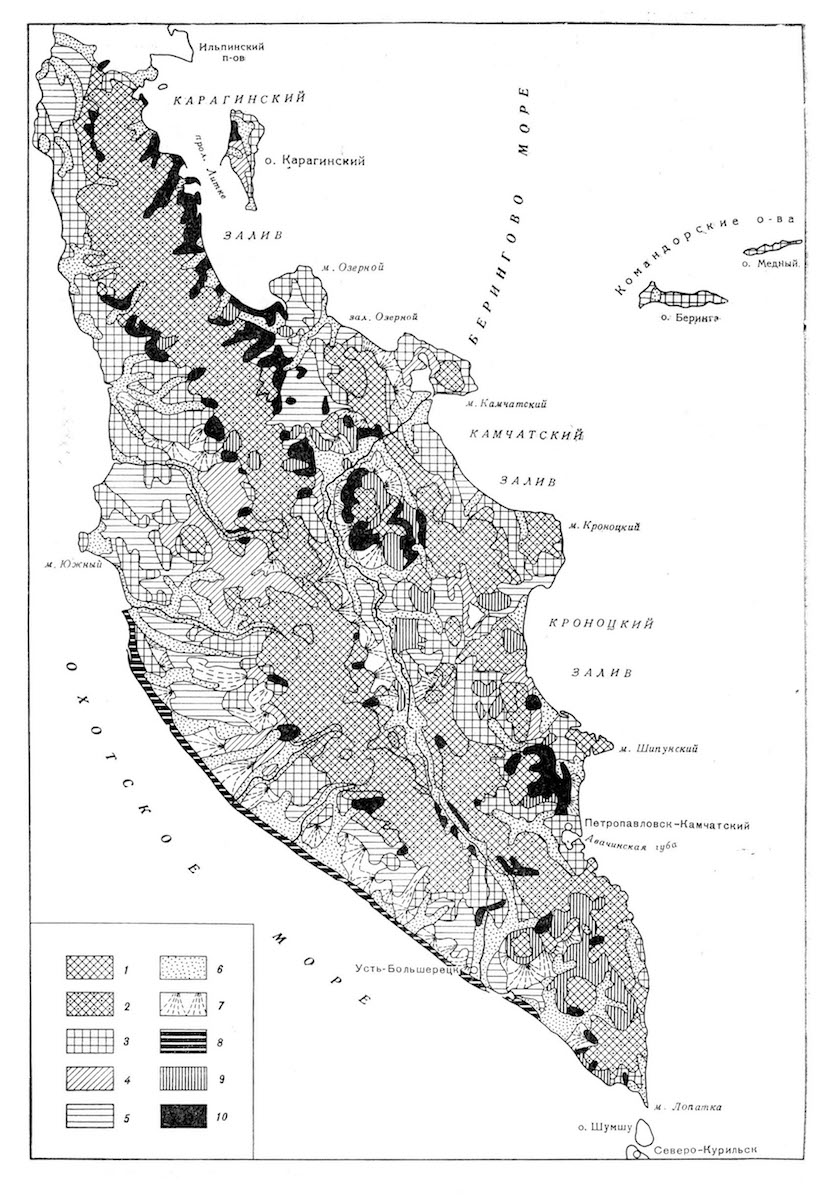 Типы морфоскульптуры Камчатки и островов Карагинского и Командорских